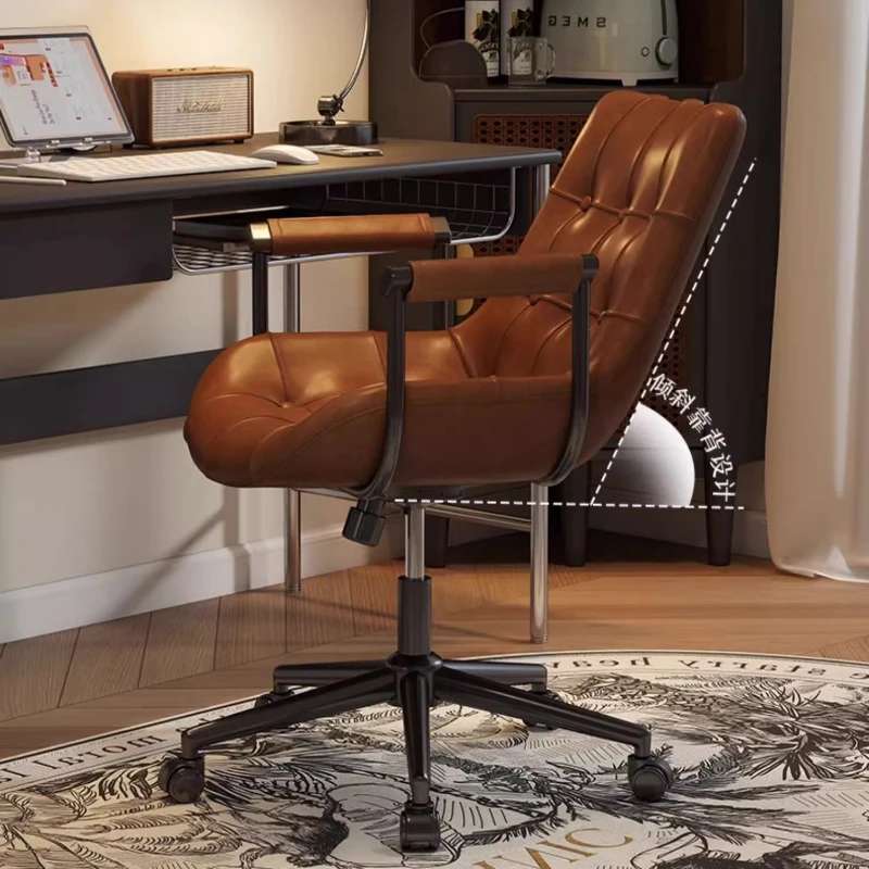 Picture 3: Mid-Century Home Office Chairs Adjustable Swivel Desk Chair with Armrest Bedroom Study Chair Ergonomic Computer Task Stool