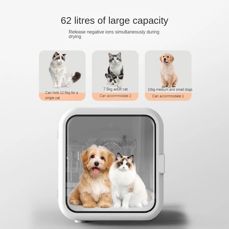 New Automatic Pet Dryer Box Automatic Pet Dryer for Cats and Small Dogs Pet Hair Dryer Intelligent Drying 360° Pet Grooming