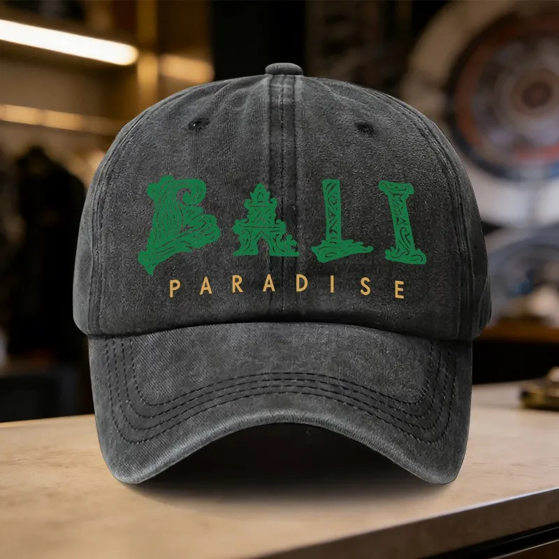 Bali-Paradise-Print-Vintage-Washed-Baseball-Cap-Unisex-Adjustable-Sun-Protection-Cap-for-Travel-Outdoor