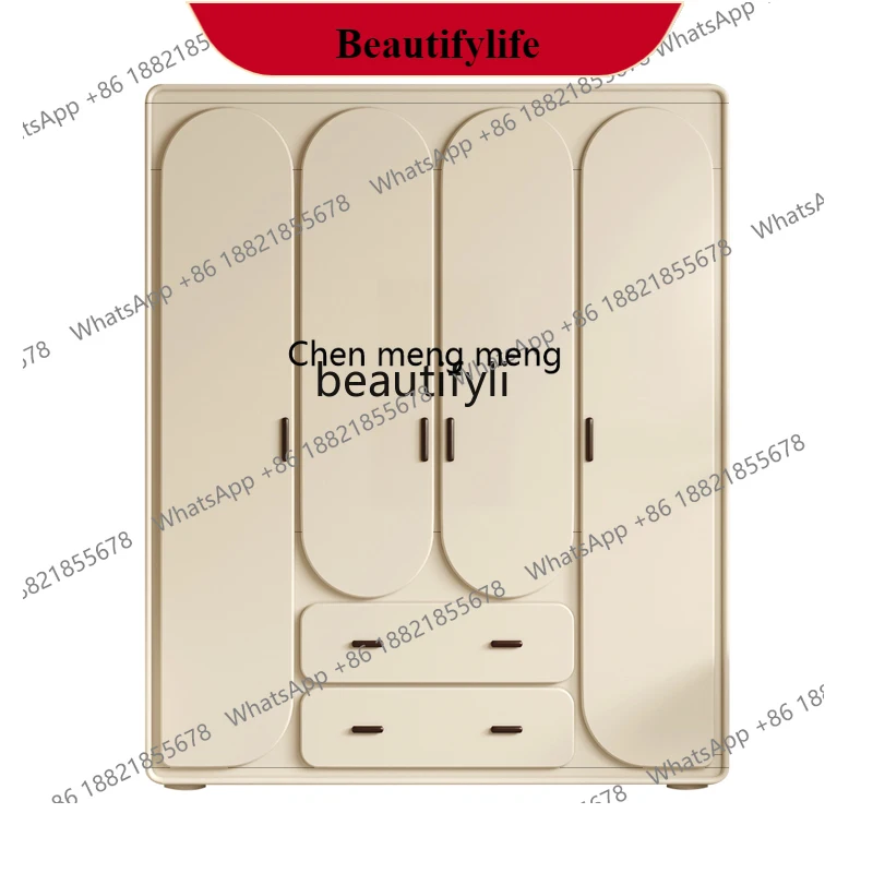 

G153 French solid wood five-door modern simple cream style bedroom Nordic large wardrobe customization