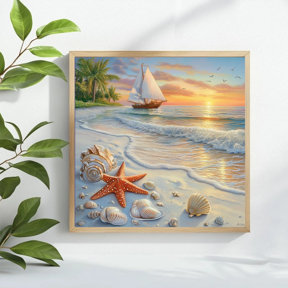 The sunset beach 40X40CM/15.74inch cross stitch Kit diy 11CT/14CT Embroidery Hobby Eco-cotton Thread New Arrival