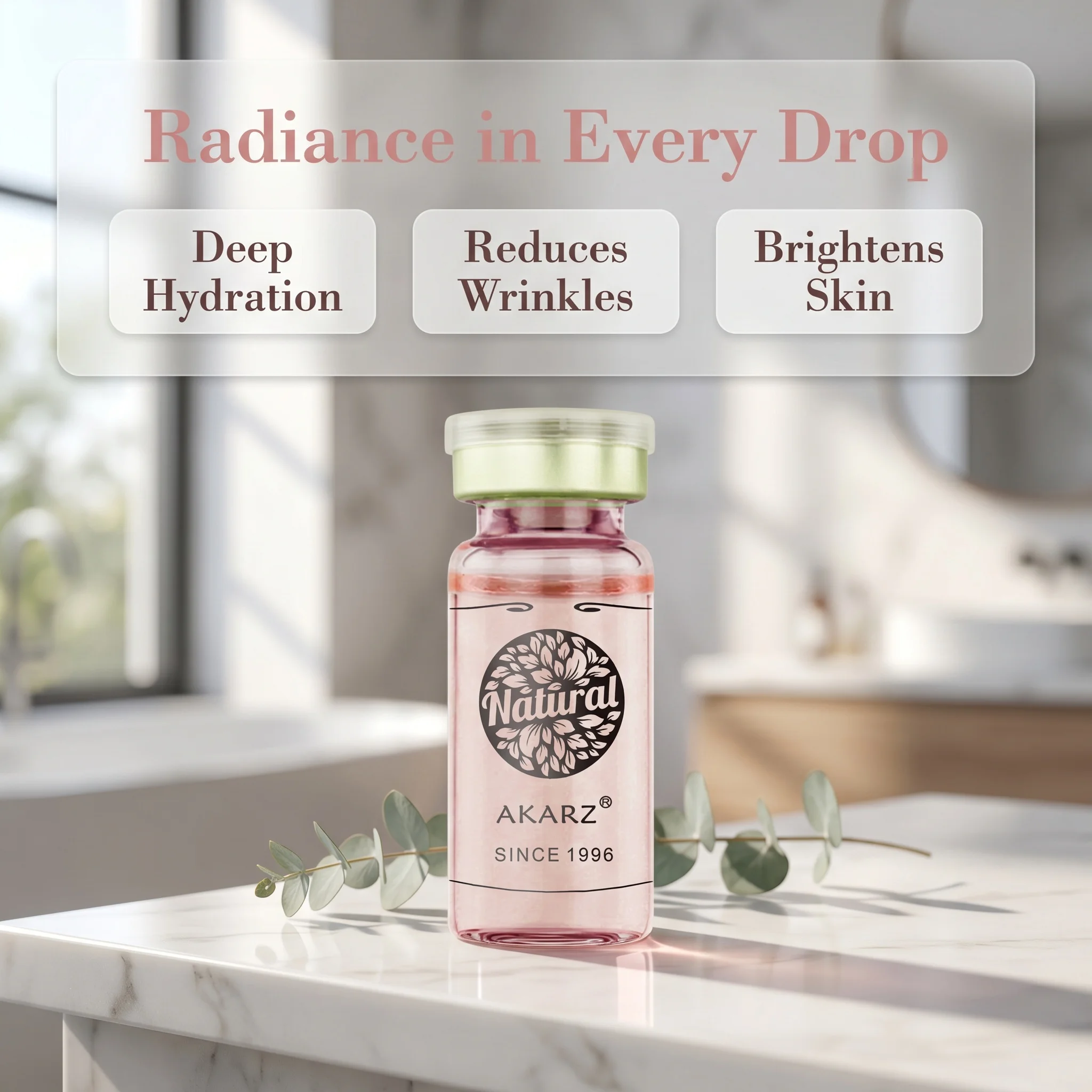 AKARZ Rose Essence Whitening Serum - Hydrating & Anti-Wrinkle for Beautiful Skin
