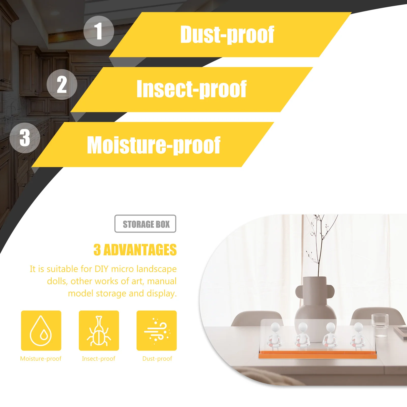 

Clear Plastic Display Box Sturdy Transparent Dustproof Showcase for Resin Collection Artwork Micro Landscape Storage Display