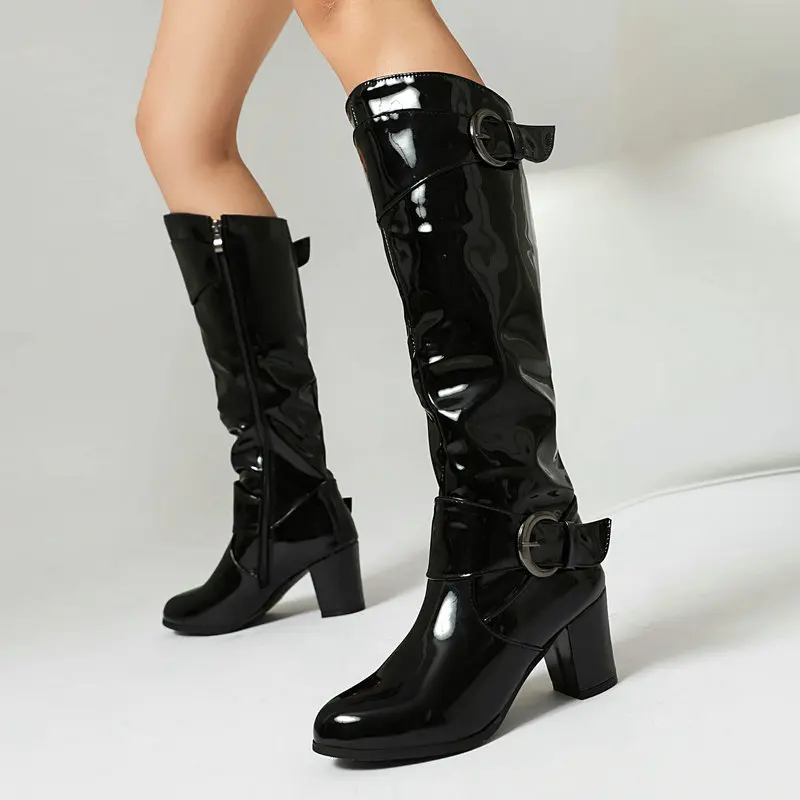 Botas de borracha femininas calçados de inverno tamancos plataforma pointe sapatos sexy coxa salto alto alta sexy chuva 2024 stiletto couro poi