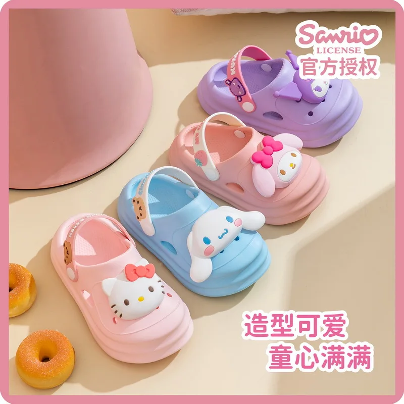 

Оригинальные детские летние тапочки Sanrio с героями мультфильмов Куроми и Хелло Китти, модные нескользящие туфли для школьниц