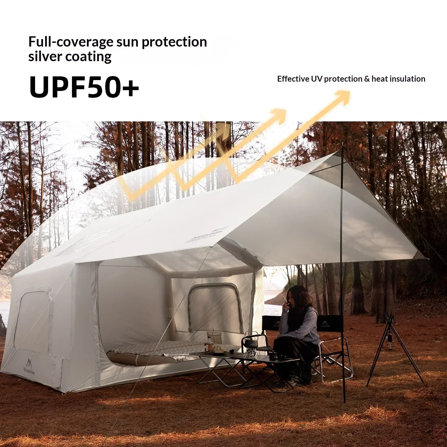 8+8㎡ inflatable camping tent, large inflatable camping tent (with manual air pump), easy-to-set-up portable camping tent. image 6