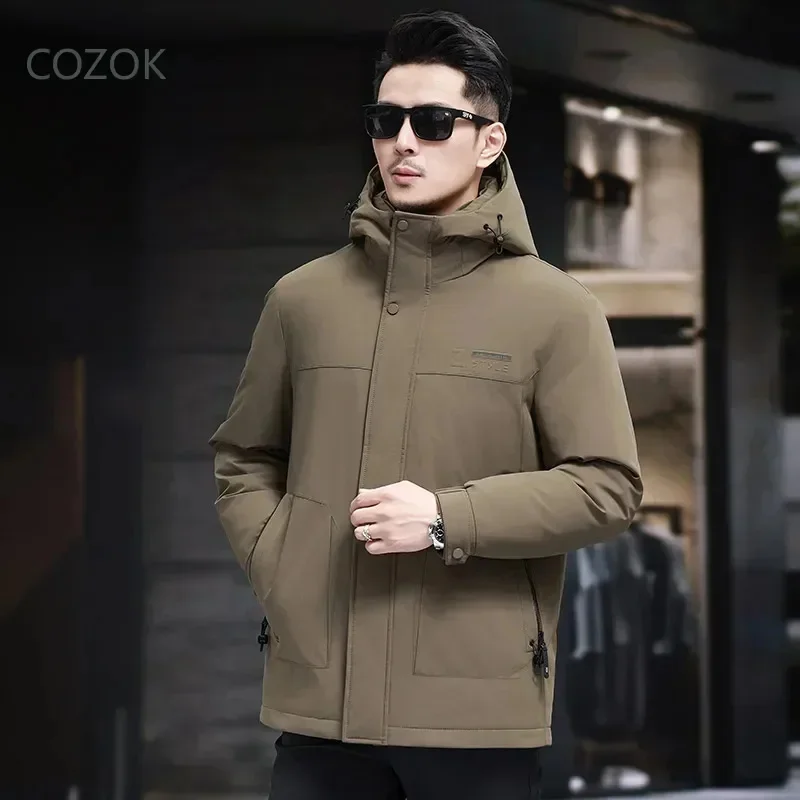 COZOK Short Down Jacket Duck Padding Designer Clothes Men Man Jackets Long Sleeve Men's Clothing Male Cold Coat for Winter