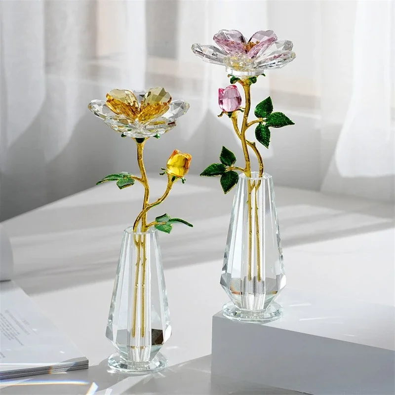 ZQQCrystal Peony Flower Gifts for Women,Crystal Glass Flower Collectible Ornaments for Christmas Home Table Centerpiece