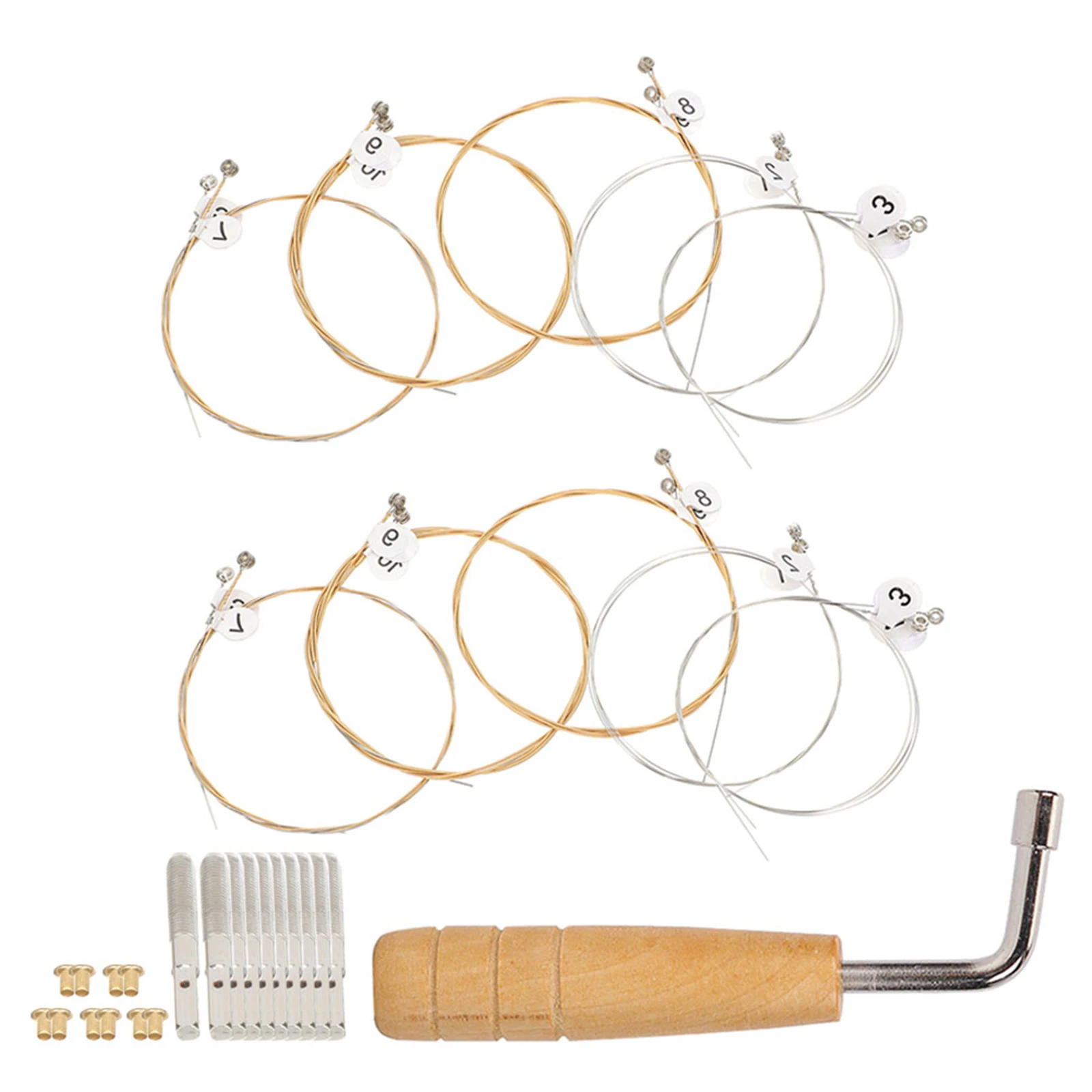 21-teiliges Leier-Saiten-Set, Metall-Stimmschlüssel, Ersatznägel für Harfeninstrumenten-Zubehör