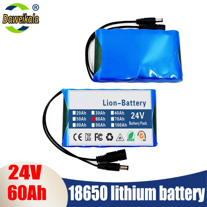 

NEW Portable Super 24V 60000mah Battery Rechargeable Lithium Ion Battery Pack Capacity DC 12.6v 30Ah CCTV Cam Monitor + Charger