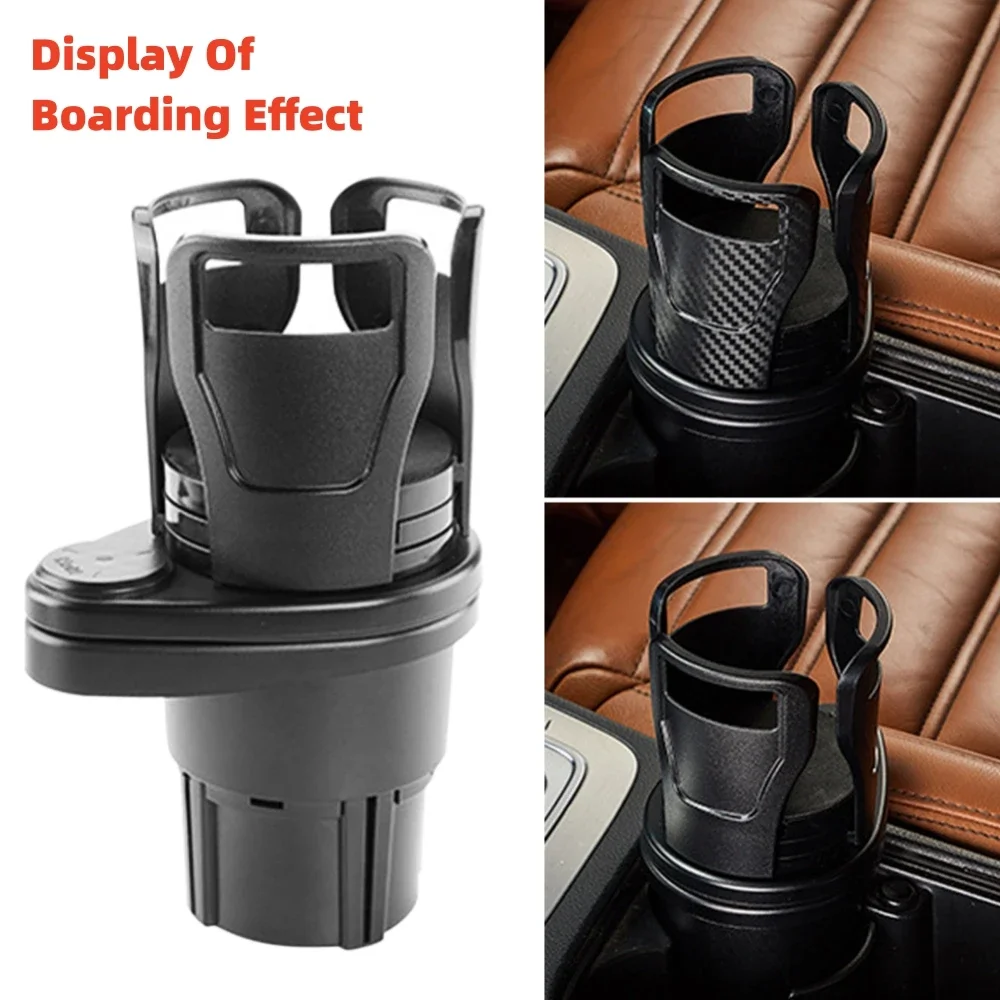 Verstellbarer 2-in-1-Auto-Getränkehalter, multifunktionaler, erweiterbarer ABS-Adapter, Basistablett, Getränkeflaschen-Organizer für den Fahrzeuginnenraum