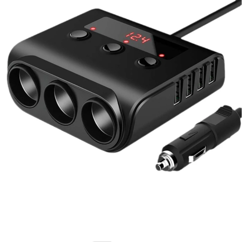 Adattatore accendisigari a 3 vie per auto, caricabatterie USB con indicatore LED, compatibile 12V-24V per auto, camion, SUV