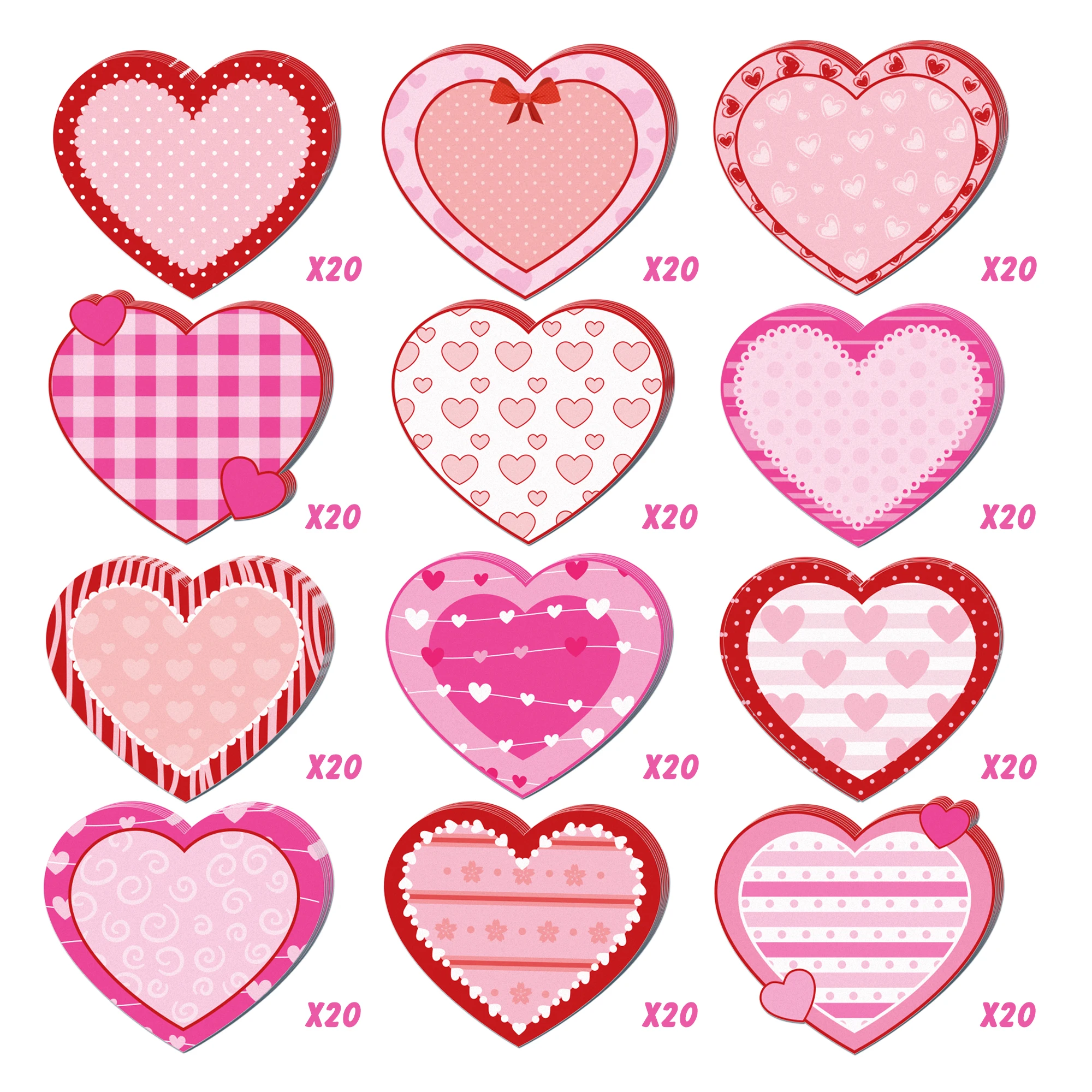 Valentine\'s Day Love Pattern Sticky Notes Notepad For Office Gift Valentine\'s Day Party Decoration Supplies