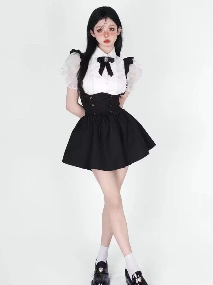 أزياء الصيف تحلق كم بسيط مثير عارضة تسلق دافئ الطلاب اللباس الناعم مجموعات النساء جميل اليومية الكورية نمط كل مباراة #3