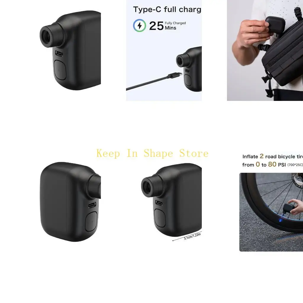 

U1JC Compacts Rechargeable Air Pumps for Bicycles 80PSI Capacity Plastic Construction