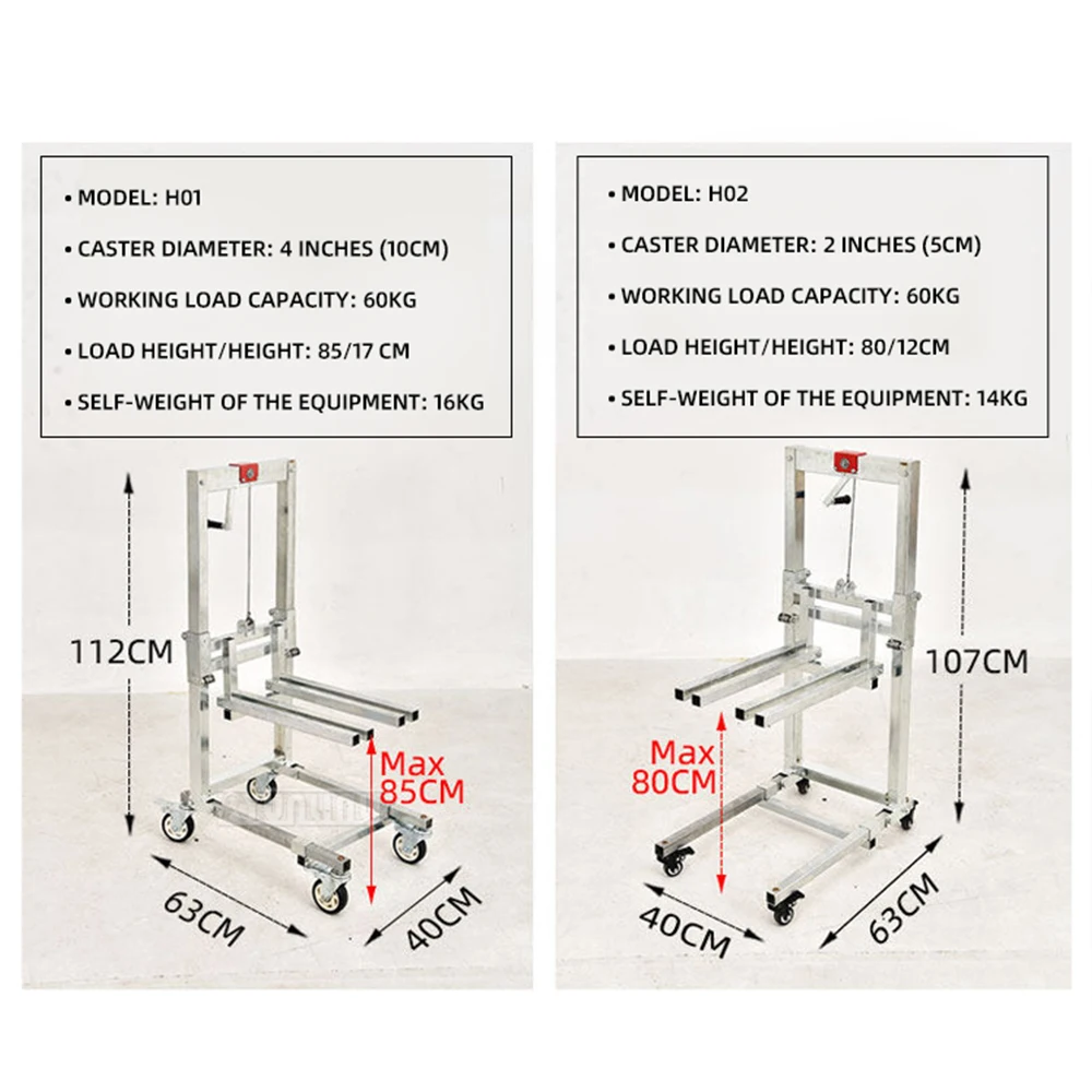 85cm Lifting Lifting Cart, Mobile Cargo Tool Trolley , Lightweight Folding and Handling Cart, Unloading Truck 60kg 85cm