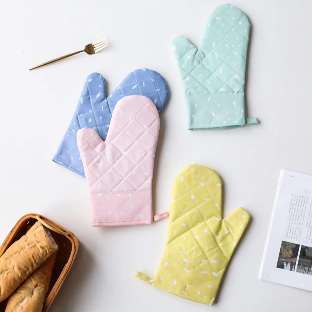 

Oven Glove Insulation Gloves Baking Microwave Kitchen Home Silicone Mitts Green Insulated