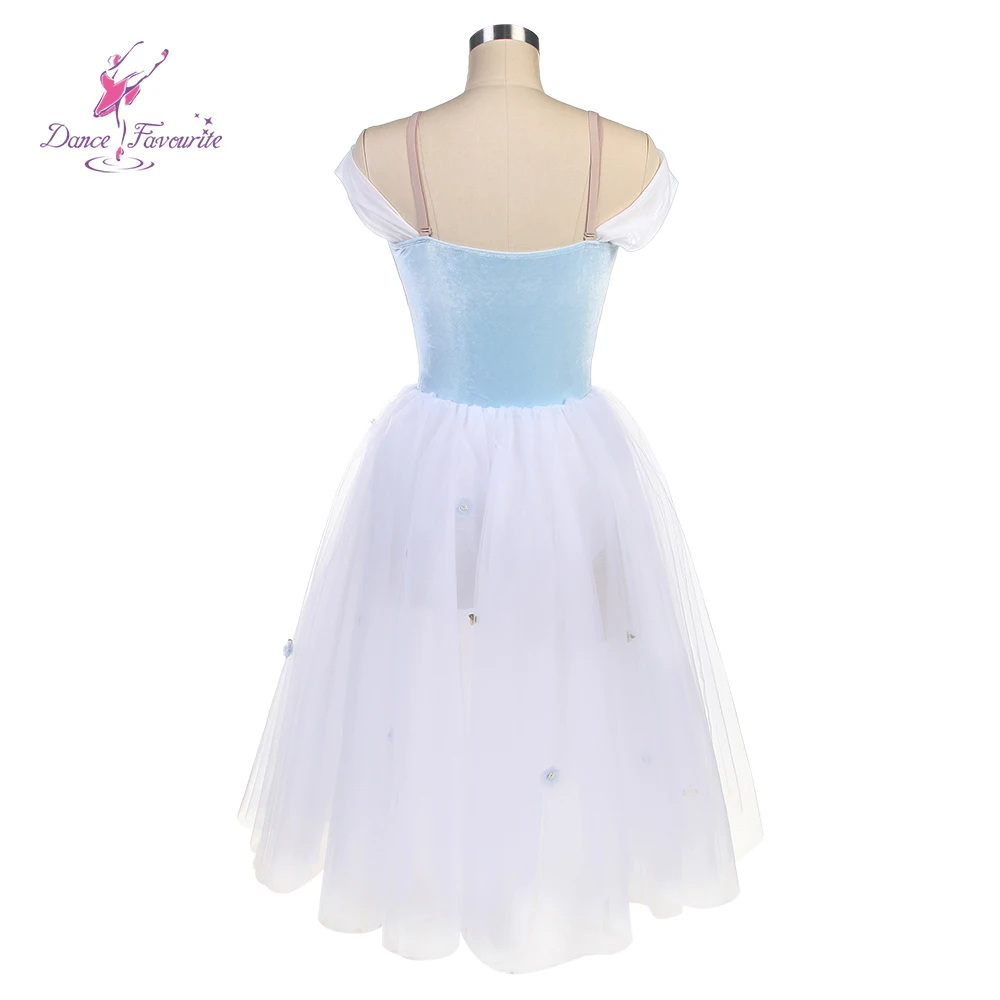 Romantic Ballet Costume Stager Performance Pale Blue Velvet Bodice with White tulle Ballet Tutu Hight quality Dancewear 24059