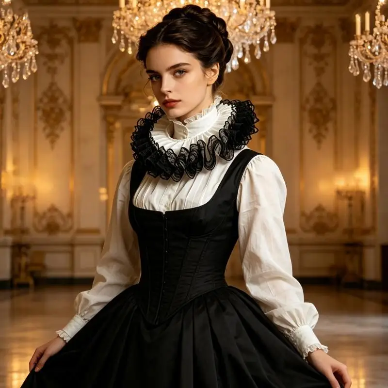 Detachable Lace Ruffle Collar Accessory for Sweatshirts and Blouses, Victorian Faux Collar for Halloween Dressingup Stage Outfit