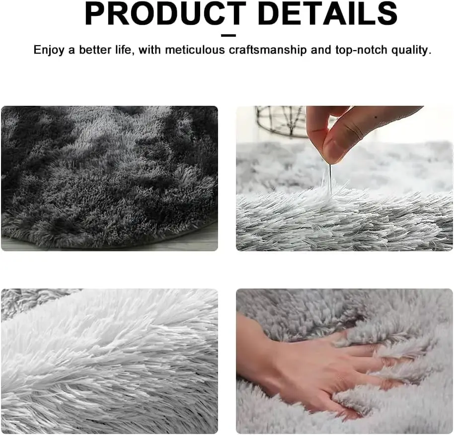 VIKAMA Long Plush Oval Area Rug Super Soft Fluffy Bedroom Bedside Rug Kids Room Nursery Dorm Floor Mat Home Decor
