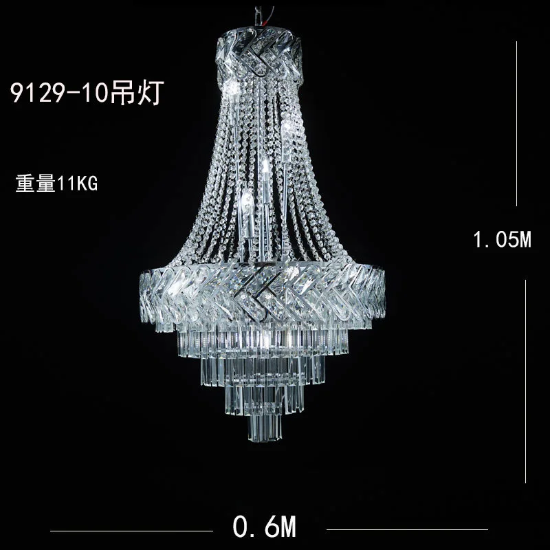 New wedding hall crystal chandelier electroplated wrought iron ceiling decorative light stage acrylic crystal chain decorative