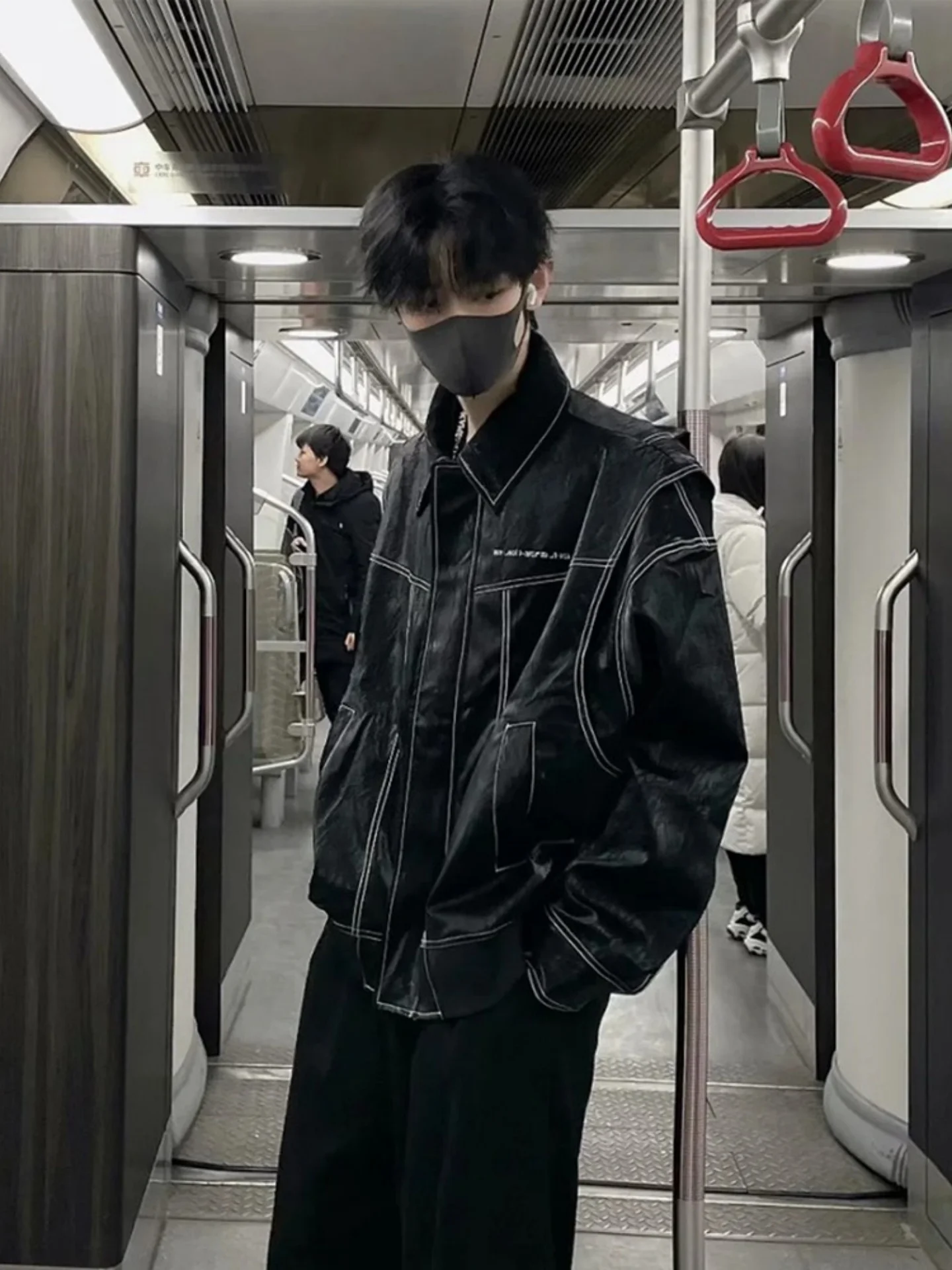 

Kahate Men's PU Leather Jaet oulder Padded American Sle Trendy irt Youth ular Outerwear for Casual Commuting Trave...