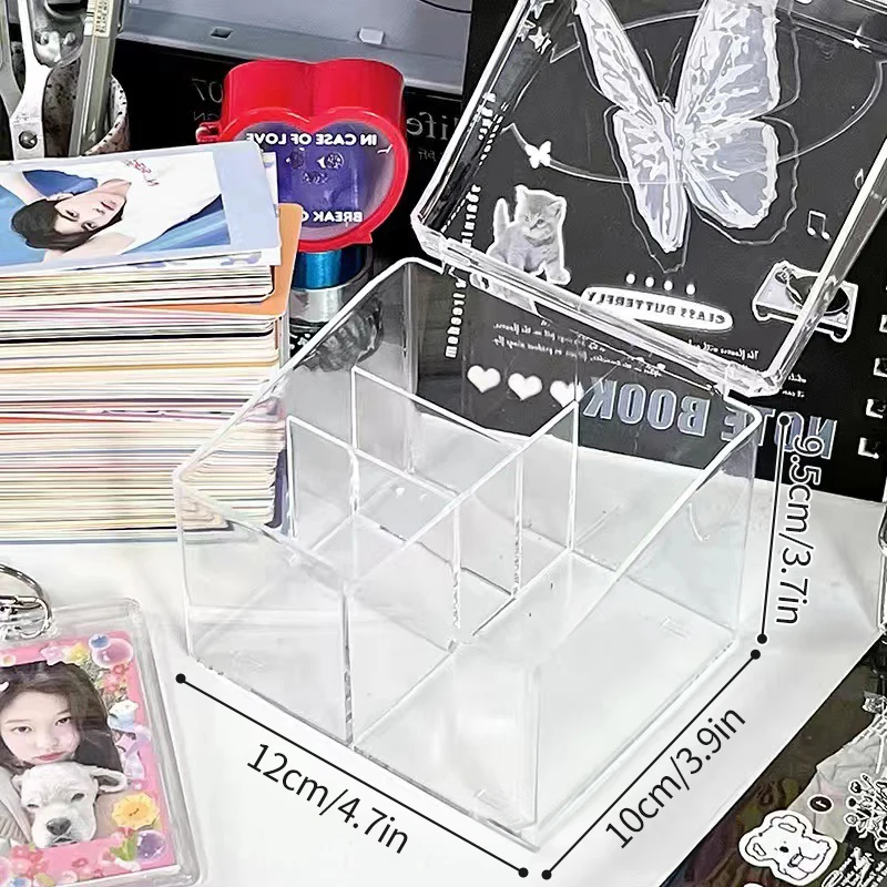 Photo Card Storage Box Kpop Photocard Organizer Picture Collection Transparent Acrylic Boxes Stationery Storage Container