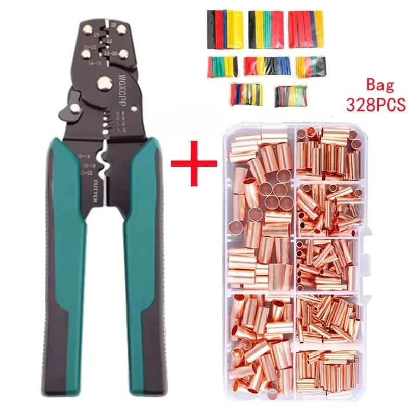 125/250/578-teiliges Kabelhülsen-Set, Kupfer-Crimp-Stecker, Kupfer-Verbindungsrohr-Klemme. Verbinden und schützen Sie die Verbindung