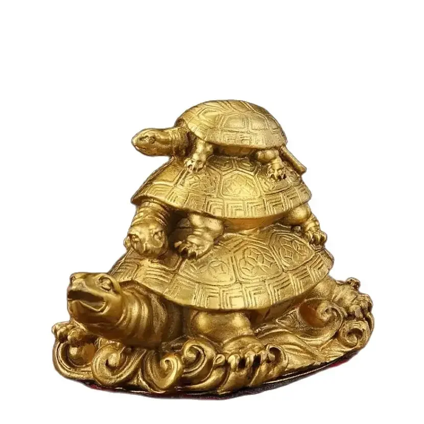 Brass turtle ornament, third generation turtle -11cm long living room decoration