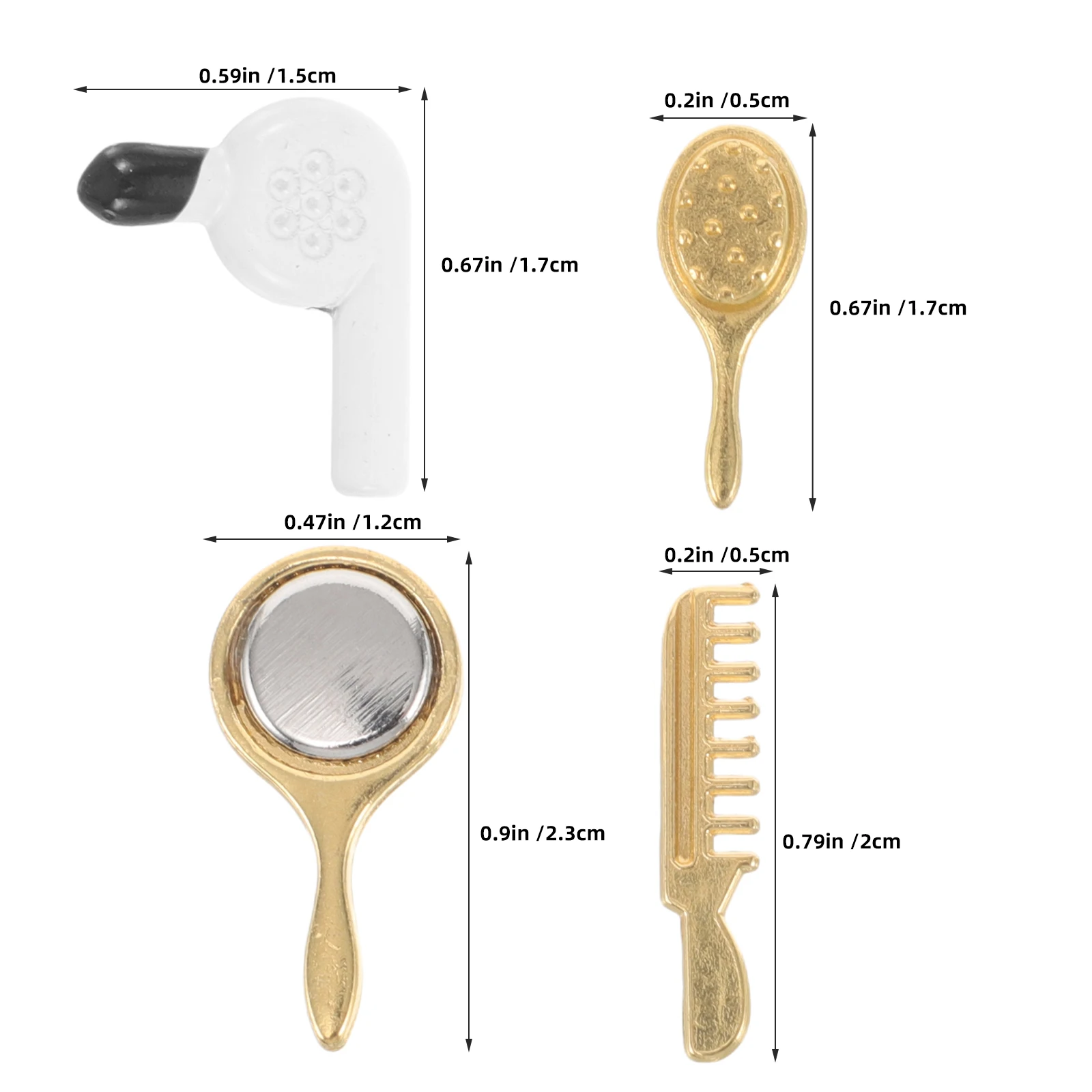 8Pcs Miniature Bathroom Set Realistic Mini Mirror Hair Dryer Comb Pretend Play Accessories Portable Vanity Decoration Furniture