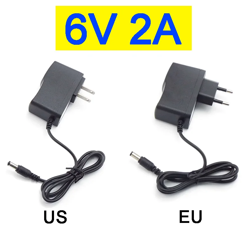 

6V 2A 2000ma AC 100V-240V DC Power supply Adapter plug Converter For LED Strip Light CCTV Charger Switch 5.5x2.5mm US/EU plug A7