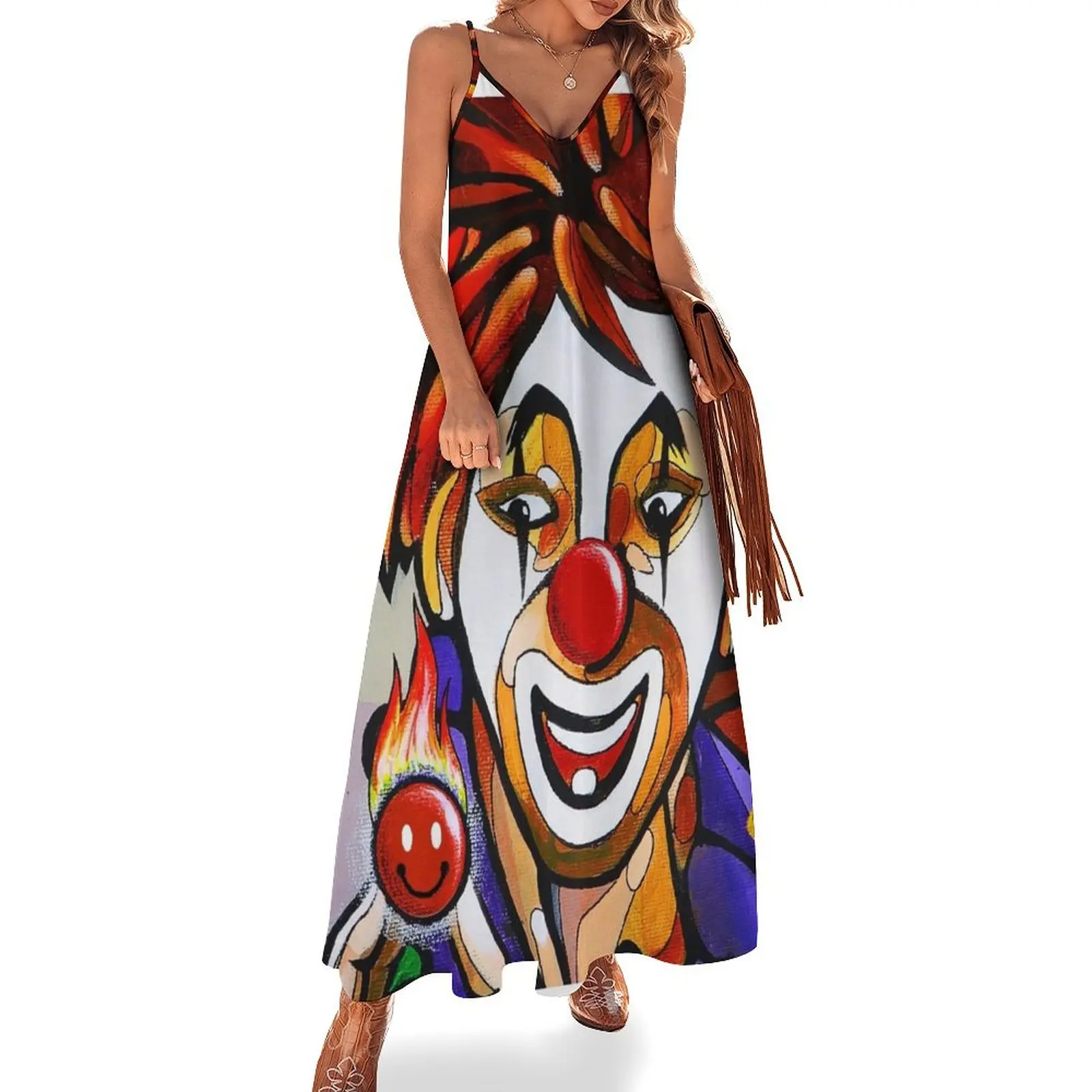 Smiley Clown Sleeveless Dress womans clothing cute dress ladies dresses for special occasion Dress