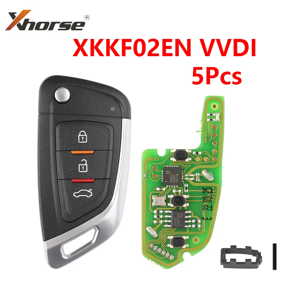 

5pcs/lot Xhorse XKKF02EN VVDI Wire Remote 3 Buttons XK Series Universal Flip Car Key D.F Styple For VVDI2/VVDI Mini/Max Tool