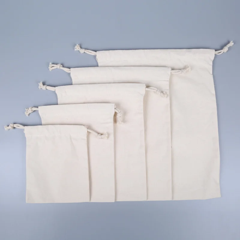 Big Thick Cotton Storage Bags with Drawstring Christmas Party Gift Wedding Candy Package Pouches Home Organize Reusable Dustbag