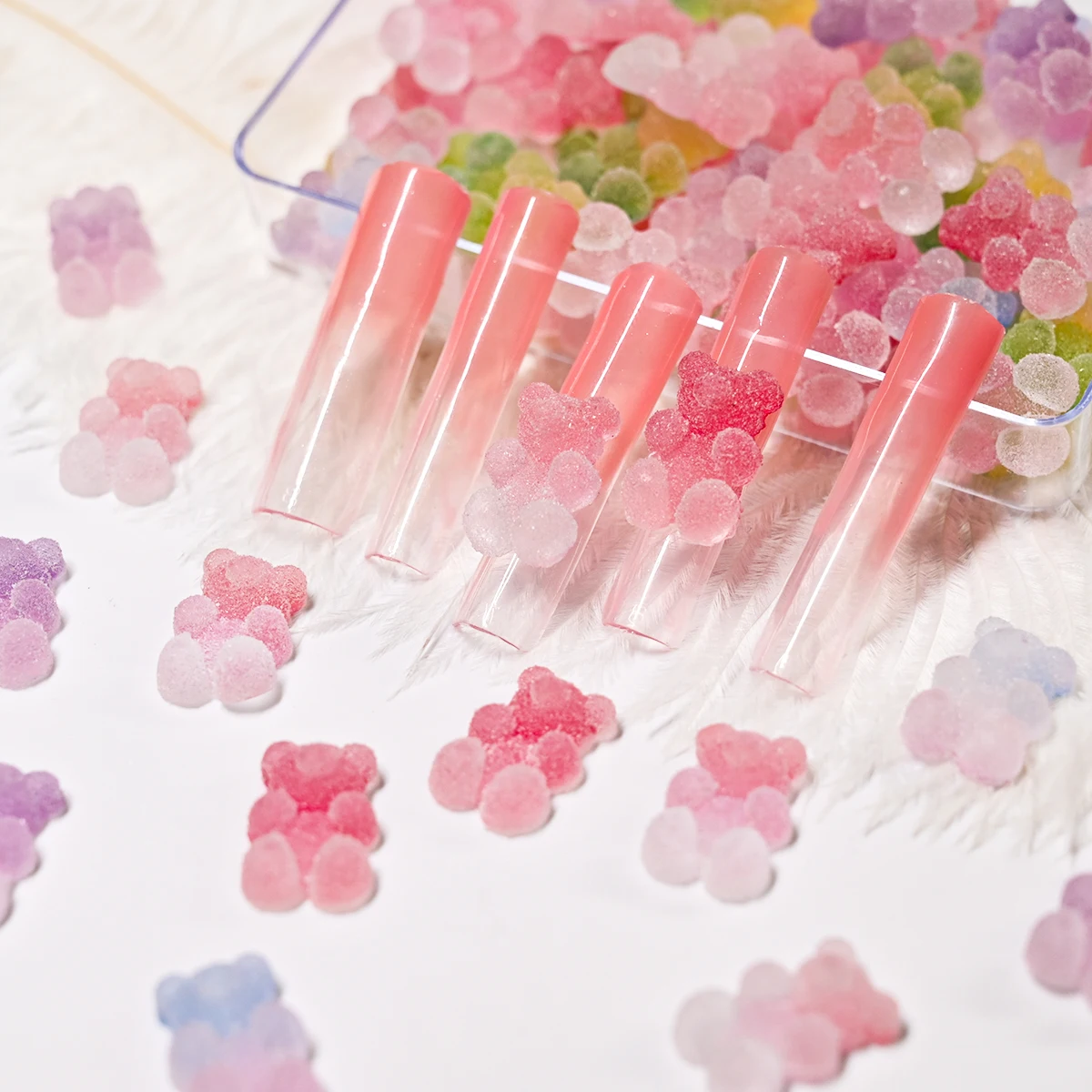 Breloques pour ongles en résine 3D, 50 pièces, ours bonbon, Y2K, dégradé Kawaii, gommeux, ours coloré, ornements pour ongles, épingle à cheveux, artisanat de téléphone, déco