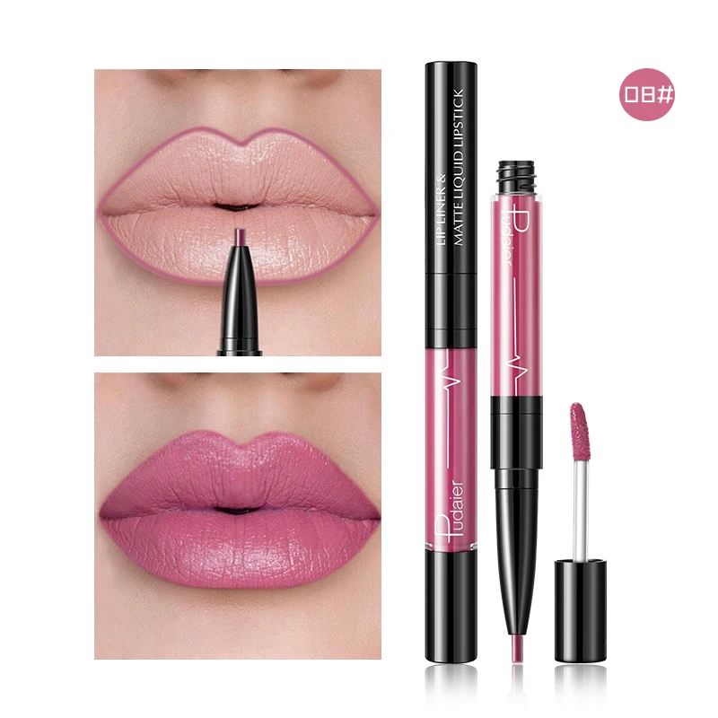 Waterproof Matte Finish Easy Makeup Smooth Texture Waterproof Lipstick For All Occasions Makeup Double-headed Design Lipstick