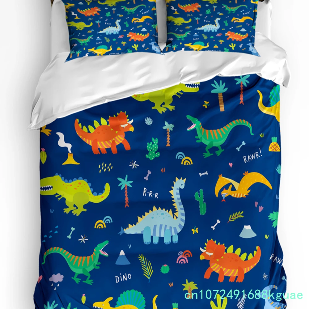 3pcs Bedding Set Dinosaur Cartoon Black And White Home Textile Duvet Cover Pillow Case Boy Kid Teen Girl Bedding Covers Set 2
