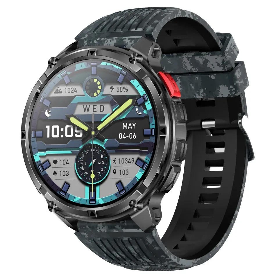 

HT33 Smartwatch With Flashlight BT Call Real-time Heart Rate Monitor GPS Track Compass Deep Waterproof Outdoor Sports Smartwatch
