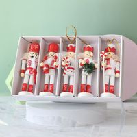 Christmas Gift 5pcs/Set 12CM Red Nutcracker Puppets Toy Doll Christmas Tree Pendant Wood candy Soldier for Children ht180