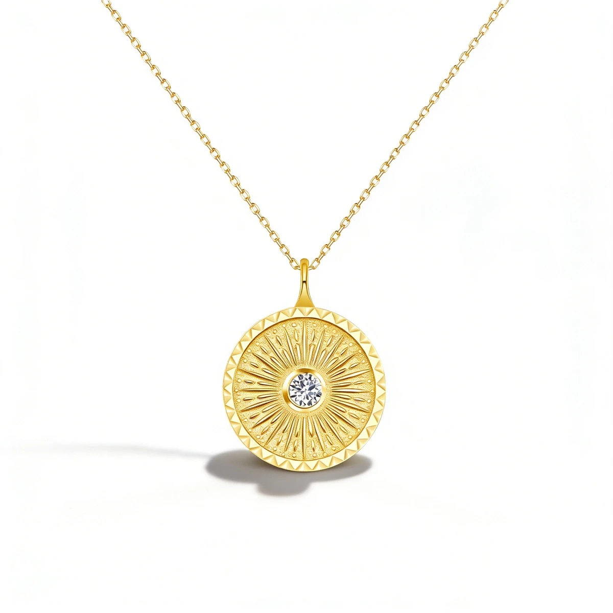 18K Plated Radiance Round Pendant Neckalce for Women 925 Sterling Silver O-chain Moissanite Necklaces Jewelry