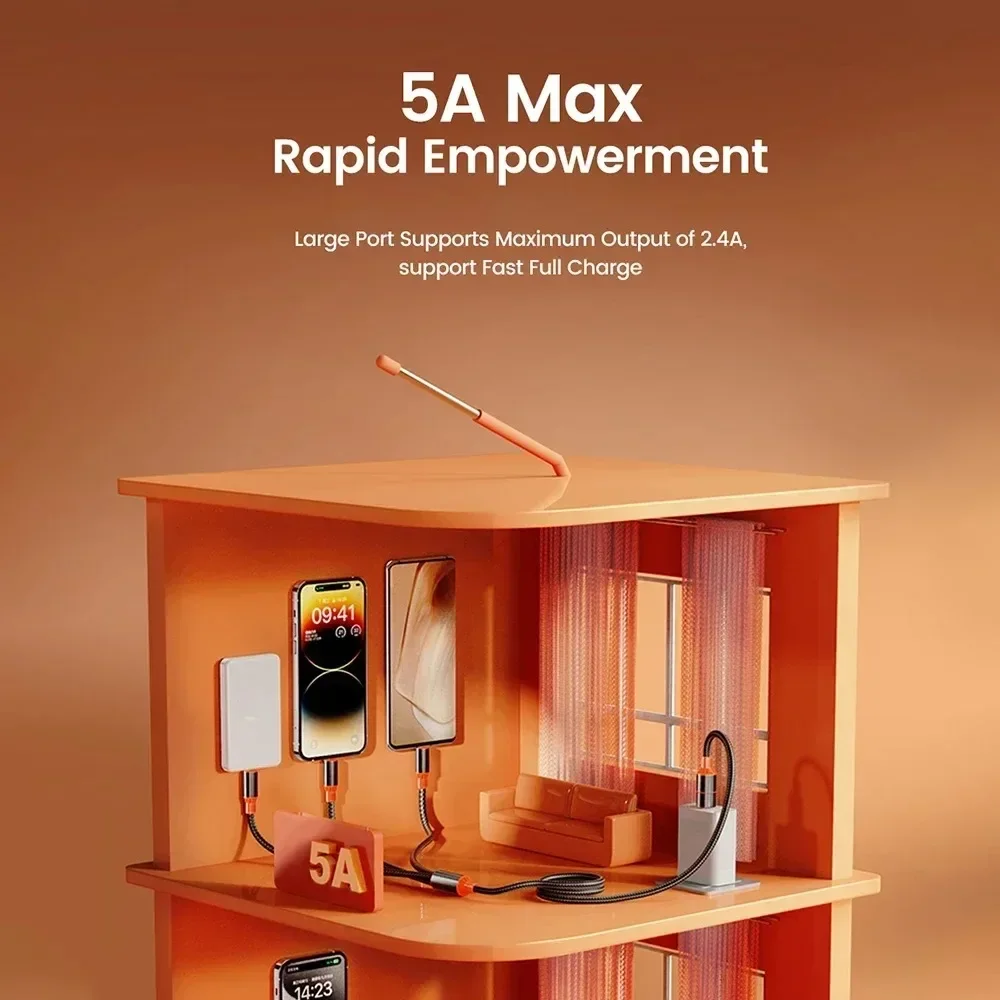 3 в 1 USB-кабель типа C для Samsung Xiaomi Huawei USB C-кабель для iPhone 16 15 14 13 Pro Зарядное устройство для телефона USB-кабель для передачи данных