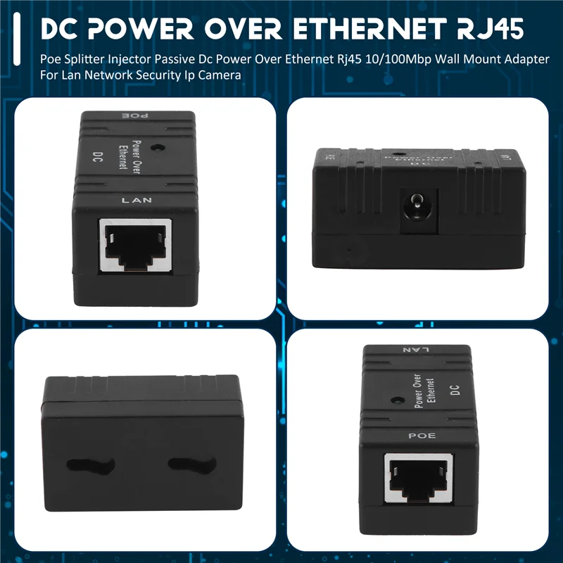 AEF7-Poe الفاصل حاقن السلبي تيار مستمر الطاقة عبر إيثرنت Rj45 10/100Mbp محول تركيب على الحائط لكاميرا IP لأمن شبكة Lan