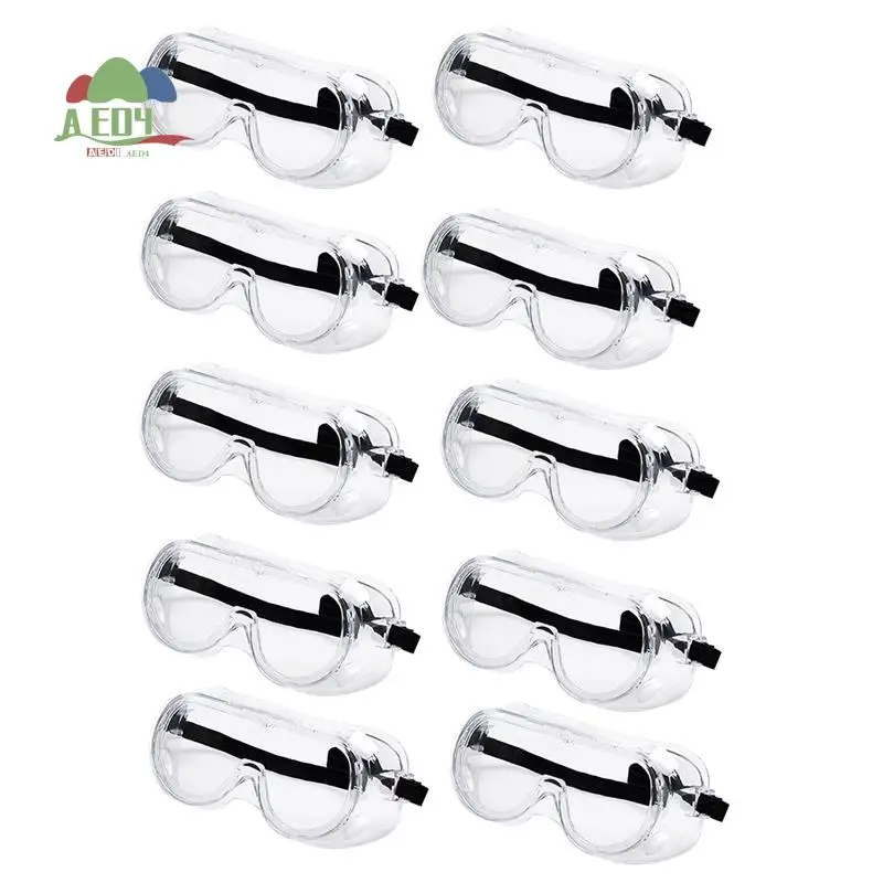 

AED4-10 шт. защитные очки для улицы, защита от брызг, пыленепроницаемые рабочие лабораторные очки, защита глаз, промышленные защитные очки, прозрачные линзы