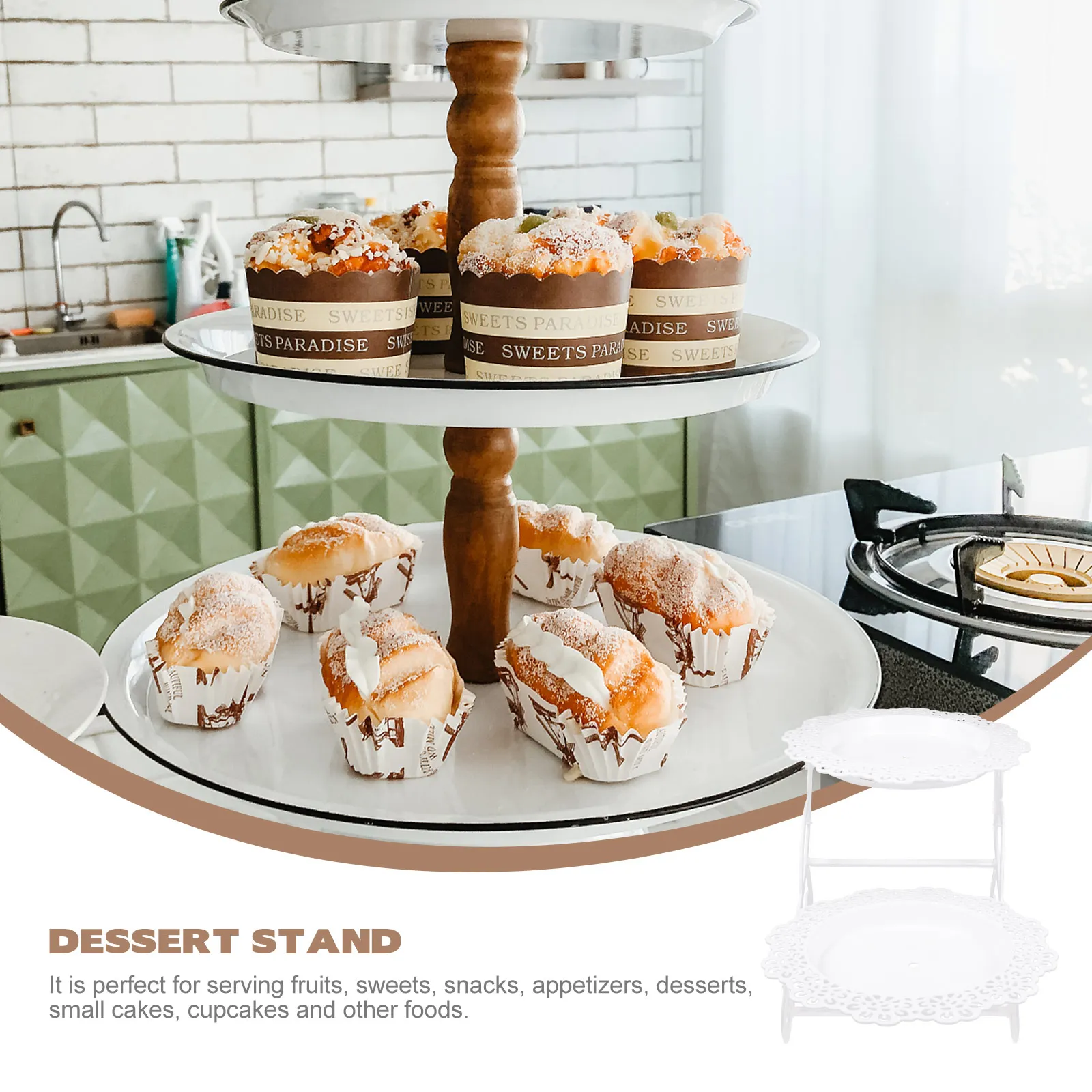 

1pc Plastic Cake Stand Double Layer Dessert Display Rack Elegant Food Serving Tray Storage Holder For Party Banquet Decoration