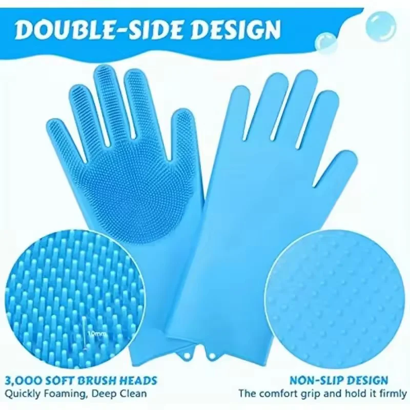 Silicone Pet hair removal shower Glove Dog Cat Bathing Shampoo Scrubber Hair Removal Glove Magic Dishwashing Cleaner Glove