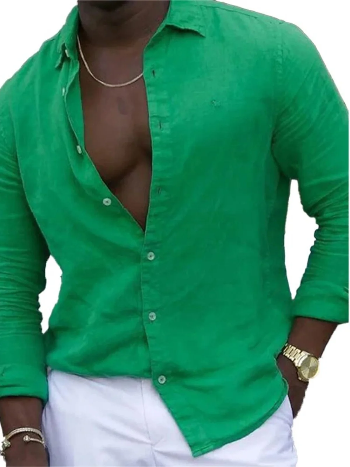 

Color Long Sve irt Casual Collar Men's Loose Fit European Sle Simple Design Autumn Season Faionable Top