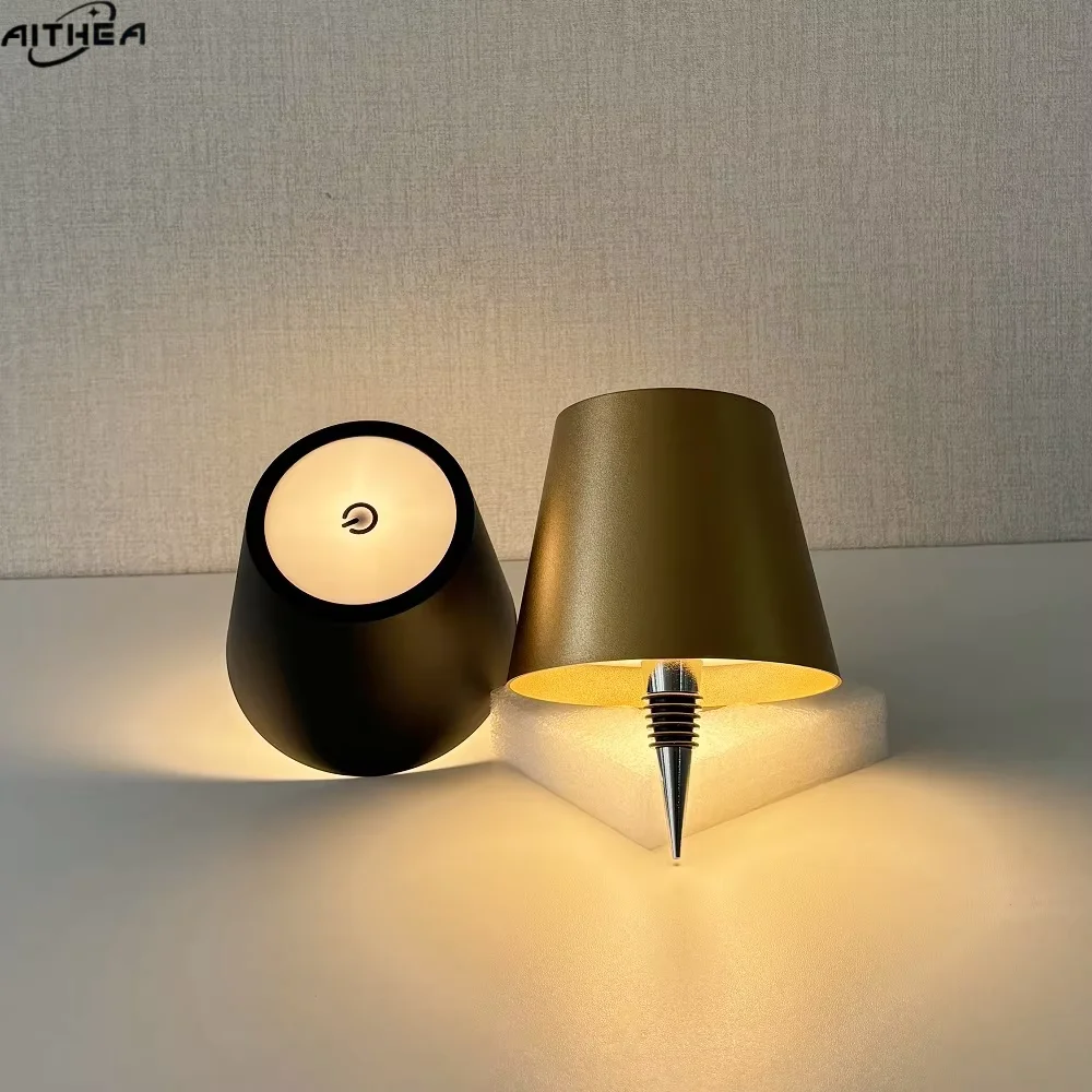 AITHEA Wireless LED Wine Bottle Light Rechargeable Vases Table Lamp Touch Switch Night Light for Cafe Bar Club Restaurant Decor