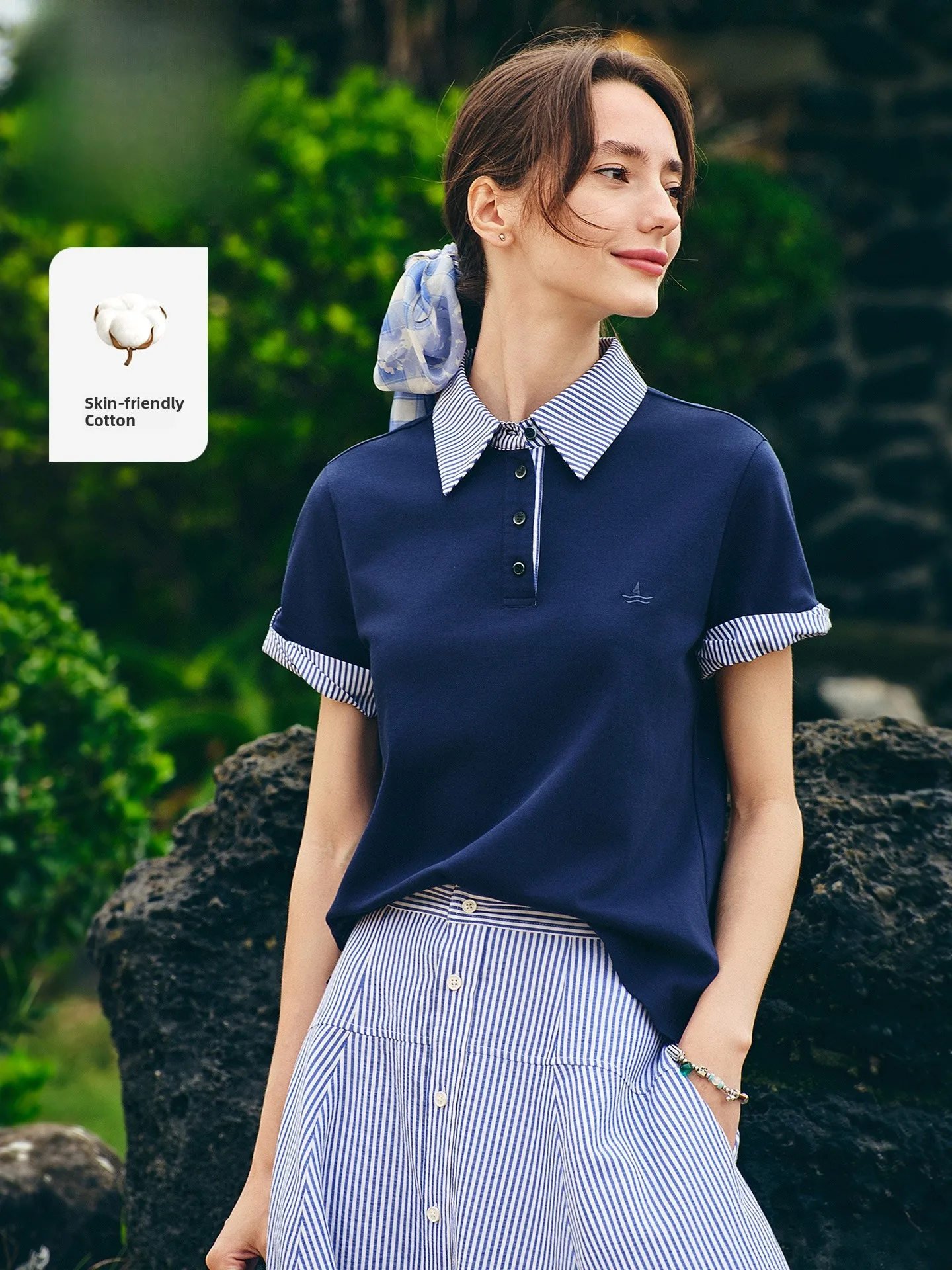 

Женская футболка Navigare Casual Color Block с коротким рукавом, имитация двухслойности, летняя новинка, смесь хлопка и полиэстера