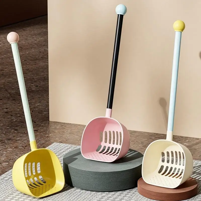 New Extended Long Handle Cat Litter Scoop Large Size Small Hole Cat Sand Shovel Special Cleaning Tool for Cat Litter Box
