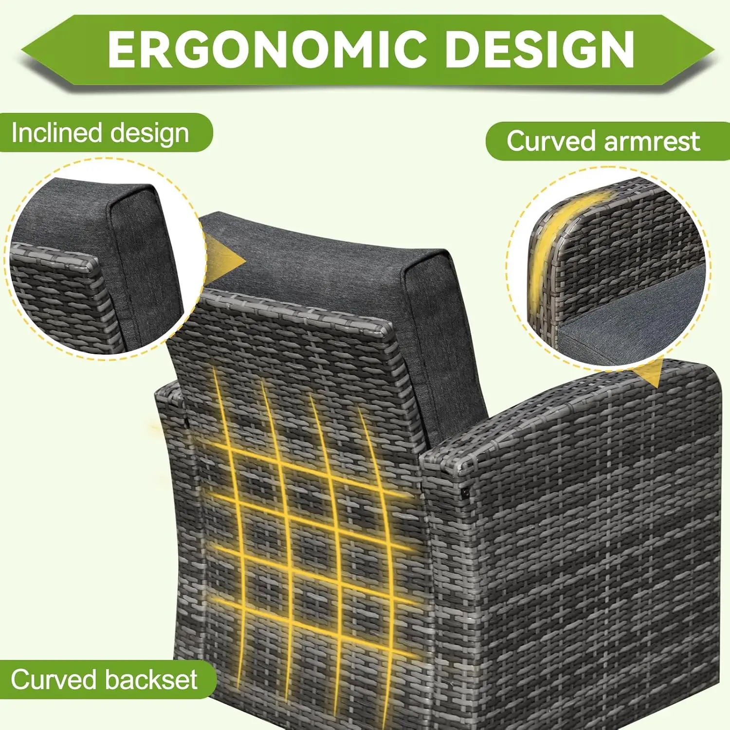 6pcs Patio Furniture Set Sectional Rattan Wicker Outdoor Conversations Sets w/Table & Ottomans for Garden,Poolside,Backyard-Grey